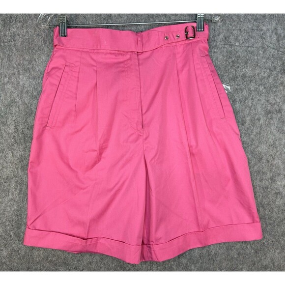 Vintage Izod Club Women's Pink Pleated High Waist Belted Shorts Size 10 - Picture 1 of 12